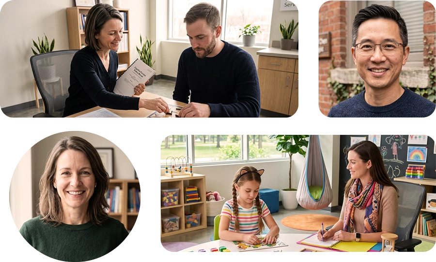 A collage of Ontario-licensed clinical psychologists and patients in
        Toronto, Hamilton, and Ottawa, representing private psychoeducational, ADHD, and autism assessments with short
        waitlists.