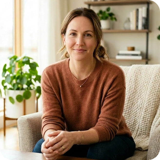 A professional psychologist sitting in a warm, clinical office, representing a comprehensive mental
health assessment for adults seeking a diagnostic profile for mood disorders, anxiety, trauma, and
personality dynamics.